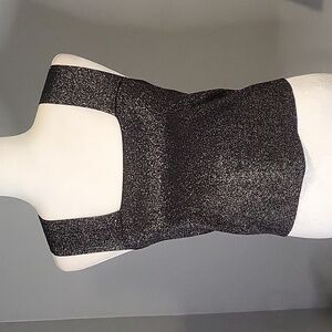 House of Harlow 1960 Black Metallic Stretchy Lurex Fitted Top Size S